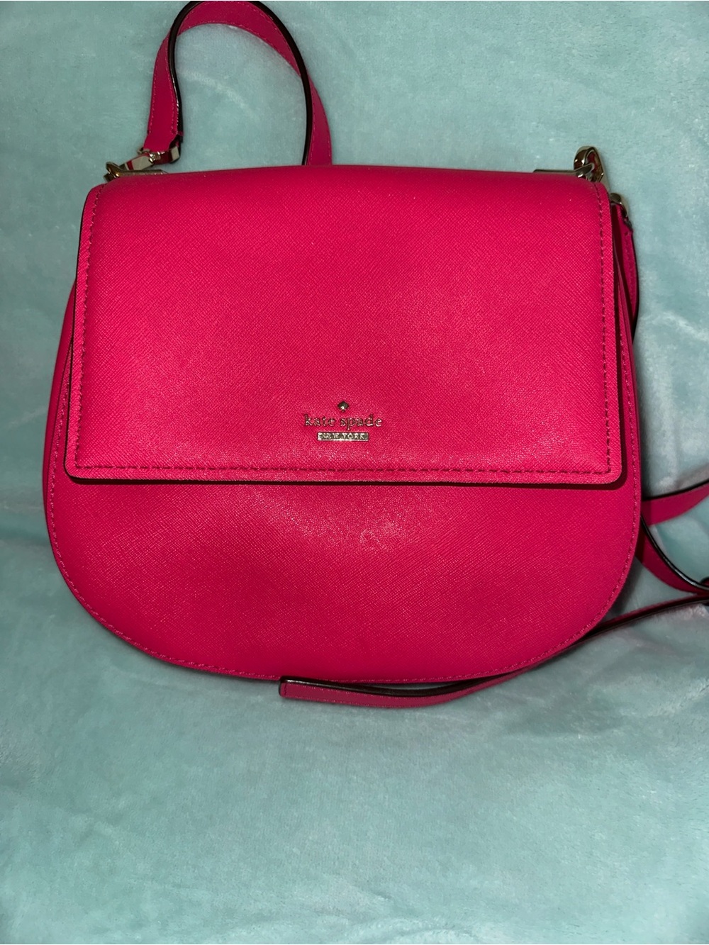 kate spade Hot Pink Leather Crossbody Saddle Bag